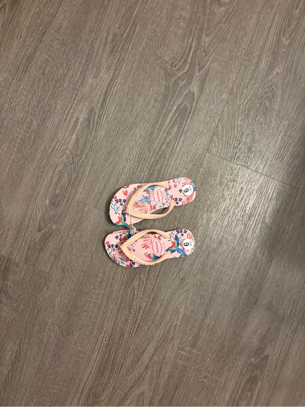 Havaianas Kids Pink Floral Flip Flops with Parrot Print for Infants